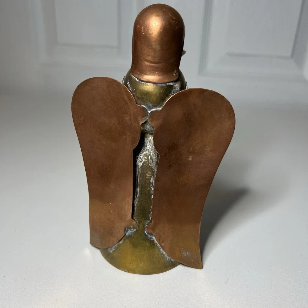 vintage brass copper angel candle‎ holder